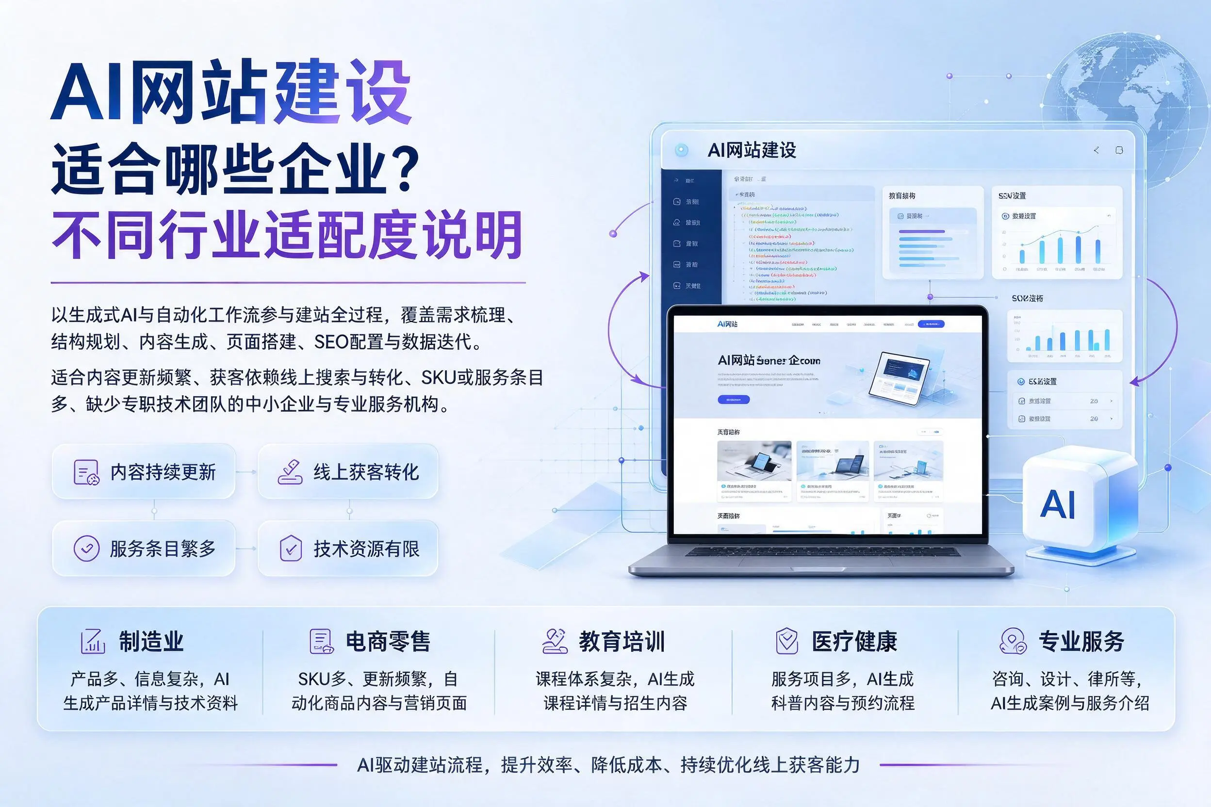 AI网站建设适合哪些企业？三沙不同行业适配度说明